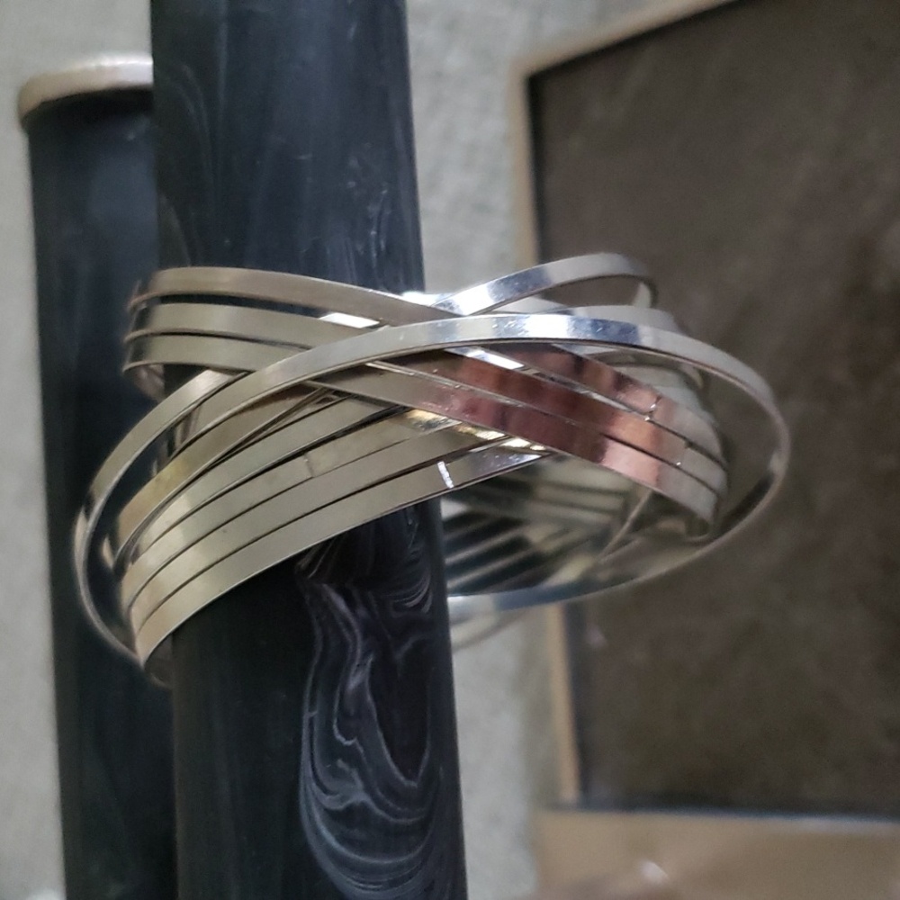 Vintage Silver Metal Connected Bracelets